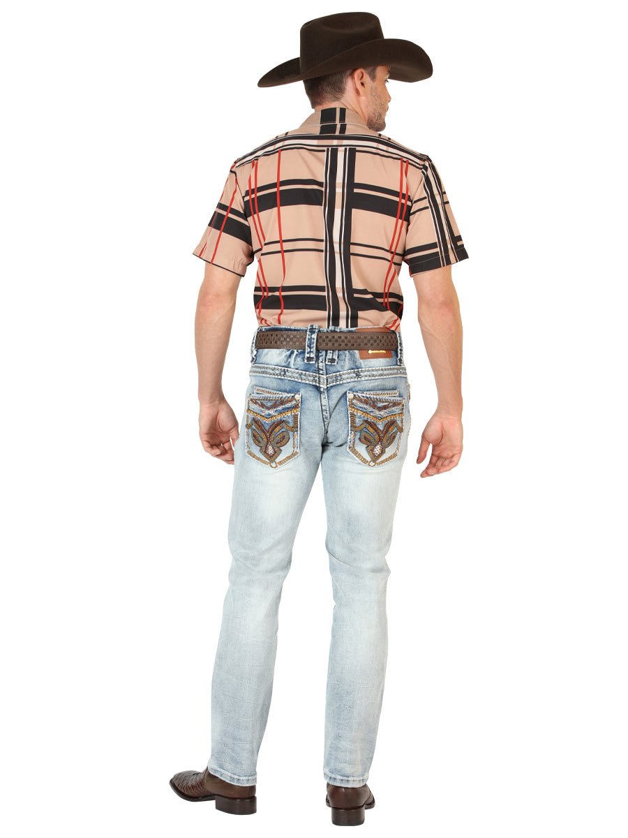 Men's Premium Denim Boot Cut Pants Centenario Light Blue 45531 - BELLEZA'S - Men's Premium Denim Boot Cut Pants Centenario Light Blue 45531 - Men's Pants - 04553101