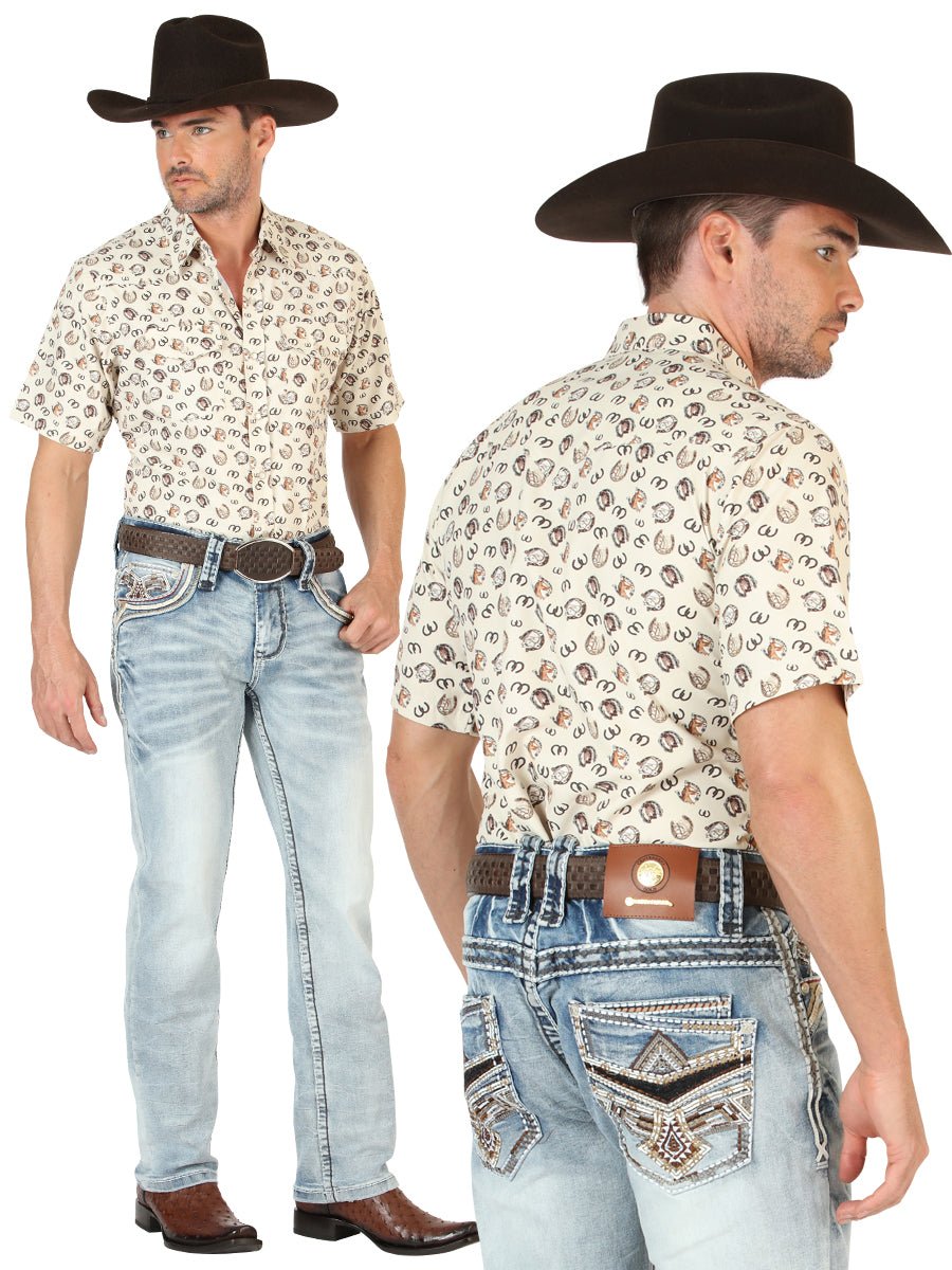 Men's Premium Denim Boot Cut Pants Medium Blue 'Centenario' 45533 - BELLEZA'S - Men's Premium Denim Boot Cut Pants Medium Blue 'Centenario' 45533 - Men's Pants - 04553301