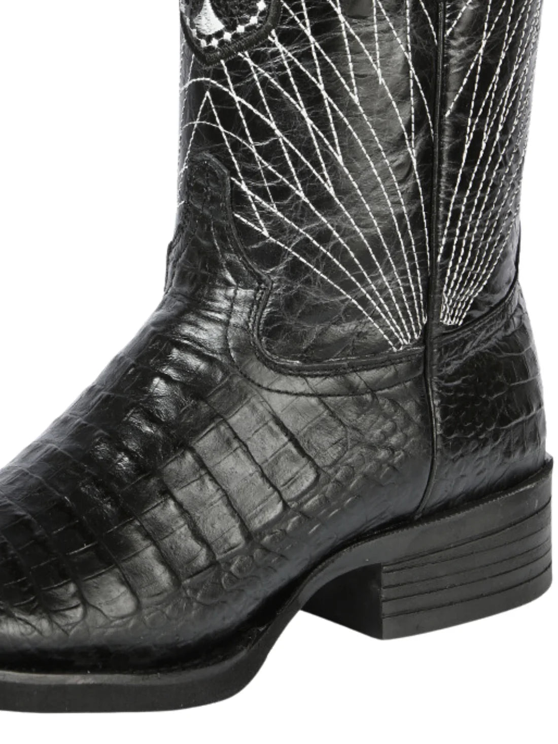 Men's Printed Alligator Leather Rodeo Western Cowboy Boots 'El General' Black 44671 - BELLEZA'S - Men's Printed Alligator Leather Rodeo Western Cowboy Boots 'El General' Black 44671 - Men's Boot - 04467101