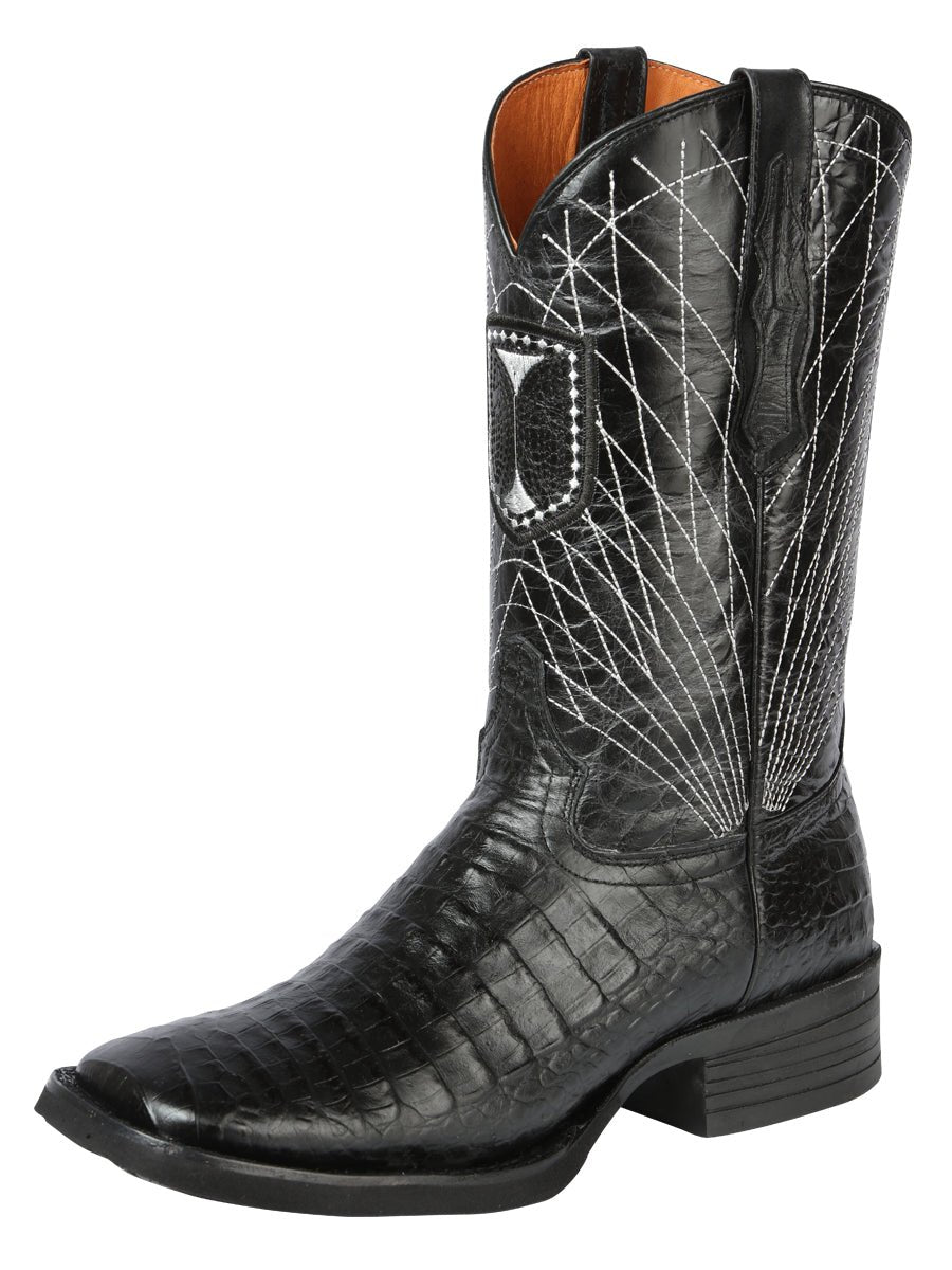 Men's Printed Alligator Leather Rodeo Western Cowboy Boots 'El General' Black 44671 - BELLEZA'S - Men's Printed Alligator Leather Rodeo Western Cowboy Boots 'El General' Black 44671 - Men's Boot - 04467101