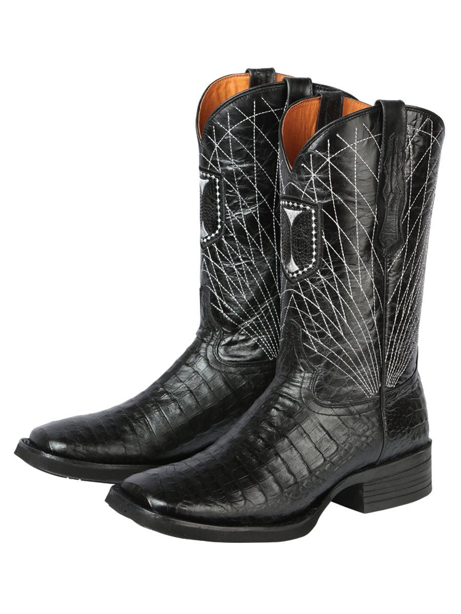 Men's Printed Alligator Leather Rodeo Western Cowboy Boots 'El General' Black 44671 - BELLEZA'S - Men's Printed Alligator Leather Rodeo Western Cowboy Boots 'El General' Black 44671 - Men's Boot - 04467101