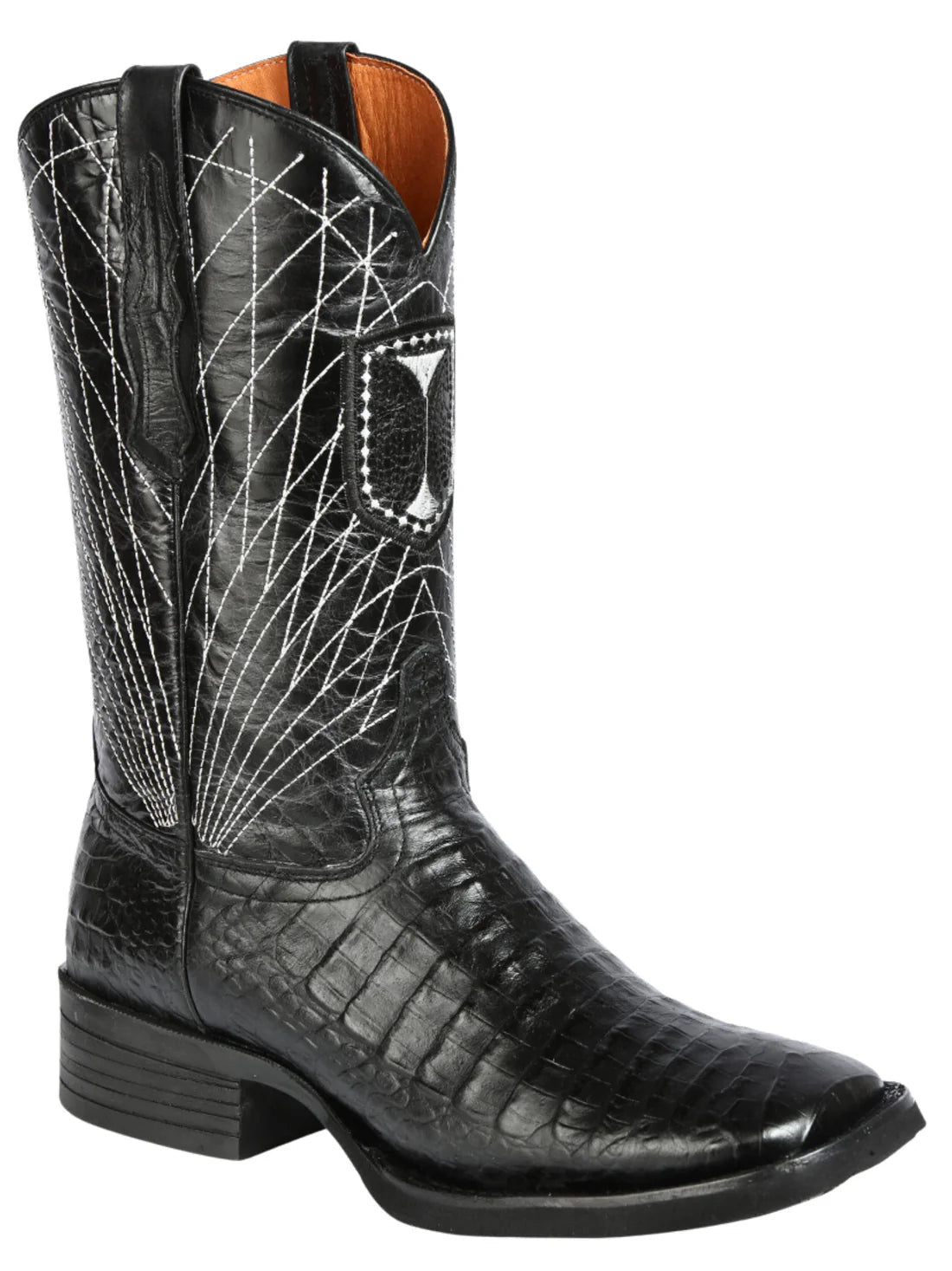 Men's Printed Alligator Leather Rodeo Western Cowboy Boots 'El General' Black 44671 - BELLEZA'S - Men's Printed Alligator Leather Rodeo Western Cowboy Boots 'El General' Black 44671 - Men's Boot - 04467101