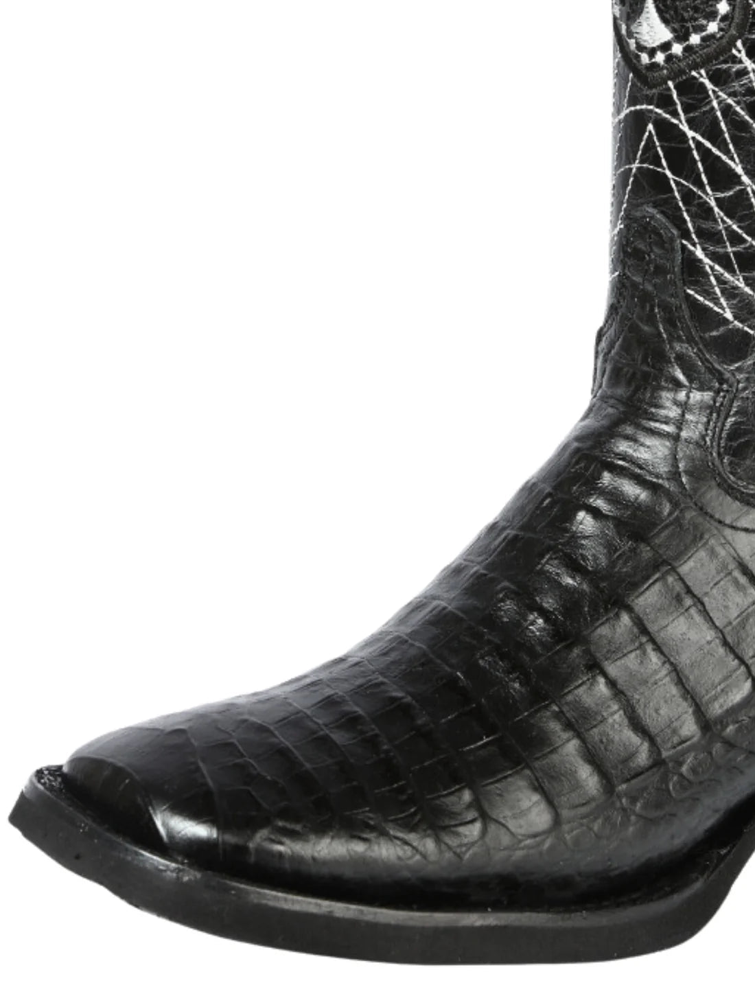 Men's Printed Alligator Leather Rodeo Western Cowboy Boots 'El General' Black 44671 - BELLEZA'S - Men's Printed Alligator Leather Rodeo Western Cowboy Boots 'El General' Black 44671 - Men's Boot - 04467101