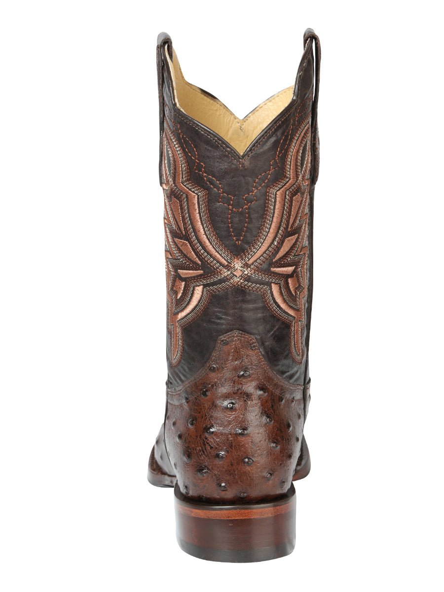 Men's Printed Ostrich Engraved Leather Western Cowboy Boots 'El General' Brown 44665 - BELLEZA'S - Men's Printed Ostrich Engraved Leather Western Cowboy Boots 'El General' Brown 44665 - Men's Boot - 04466501
