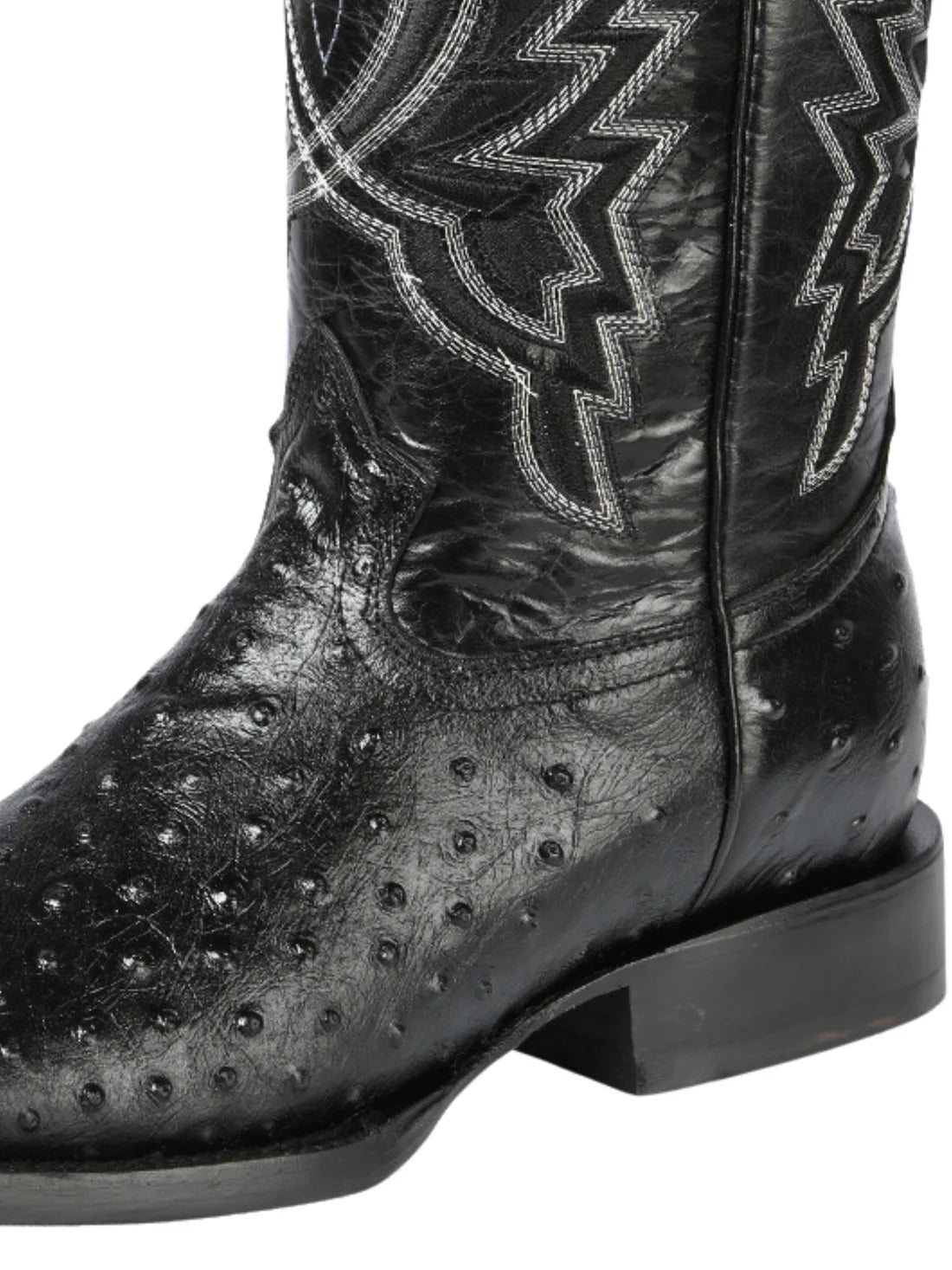 Men's Printed Ostrich In Cow Leather Rodeo Cowboy Boots 'El General' Black 44673 - BELLEZA'S - Men's Printed Ostrich In Cow Leather Rodeo Cowboy Boots 'El General' Black 44673 - Men's Boot - 04467301