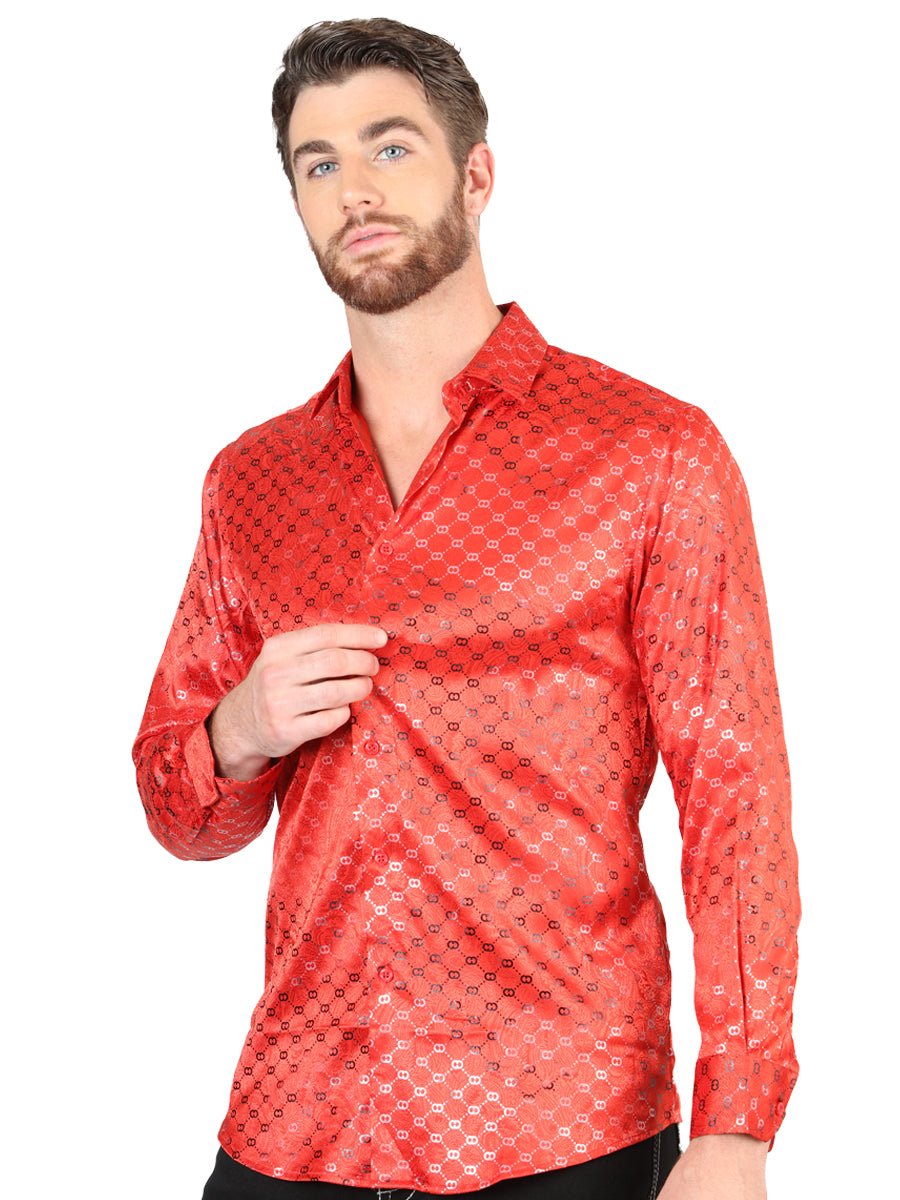 Men's Red Casual Printed Long Sleeve Western Shirt 'El Señor de los Cielos' 44577 - BELLEZA'S - Men's Red Casual Printed Long Sleeve Western Shirt 'El Señor de los Cielos' 44577 - Men's Shirt - 04457701