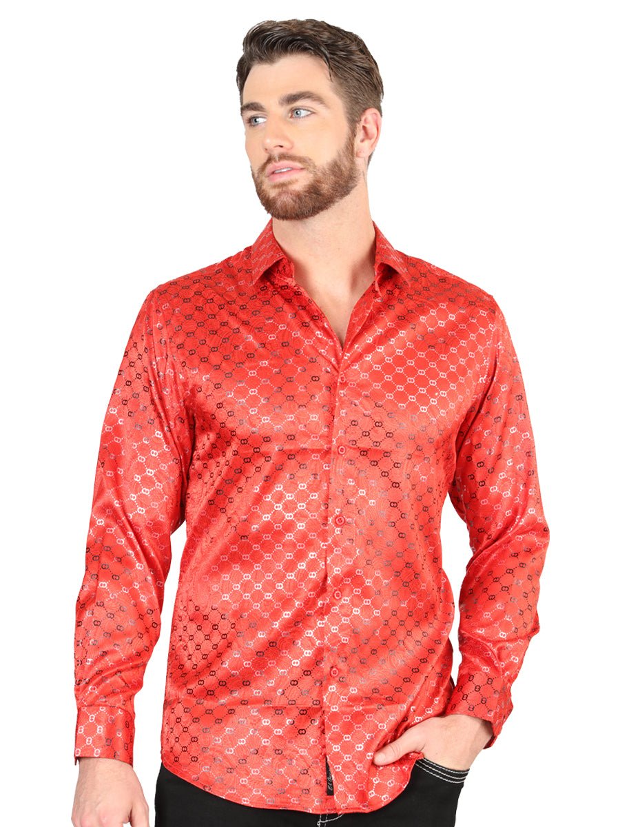 Men's Red Casual Printed Long Sleeve Western Shirt 'El Señor de los Cielos' 44577 - BELLEZA'S - Men's Red Casual Printed Long Sleeve Western Shirt 'El Señor de los Cielos' 44577 - Men's Shirt - 04457701