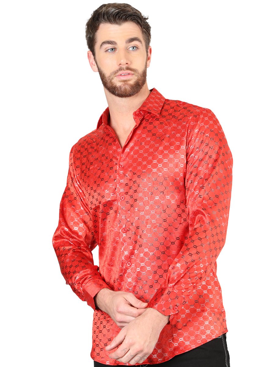 Men's Red Casual Printed Long Sleeve Western Shirt 'El Señor de los Cielos' 44577 - BELLEZA'S - Men's Red Casual Printed Long Sleeve Western Shirt 'El Señor de los Cielos' 44577 - Men's Shirt - 04457701