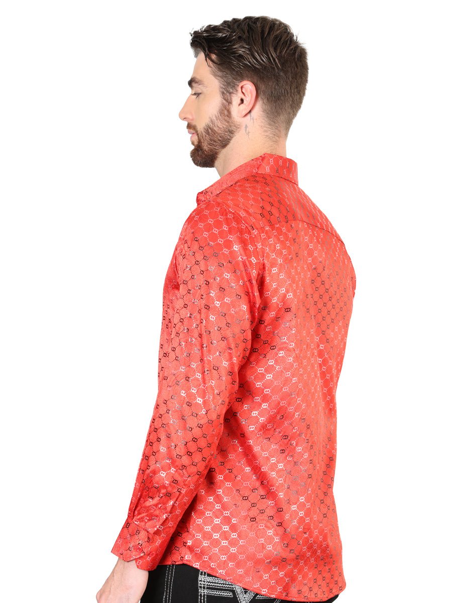 Men's Red Casual Printed Long Sleeve Western Shirt 'El Señor de los Cielos' 44577 - BELLEZA'S - Men's Red Casual Printed Long Sleeve Western Shirt 'El Señor de los Cielos' 44577 - Men's Shirt - 04457701