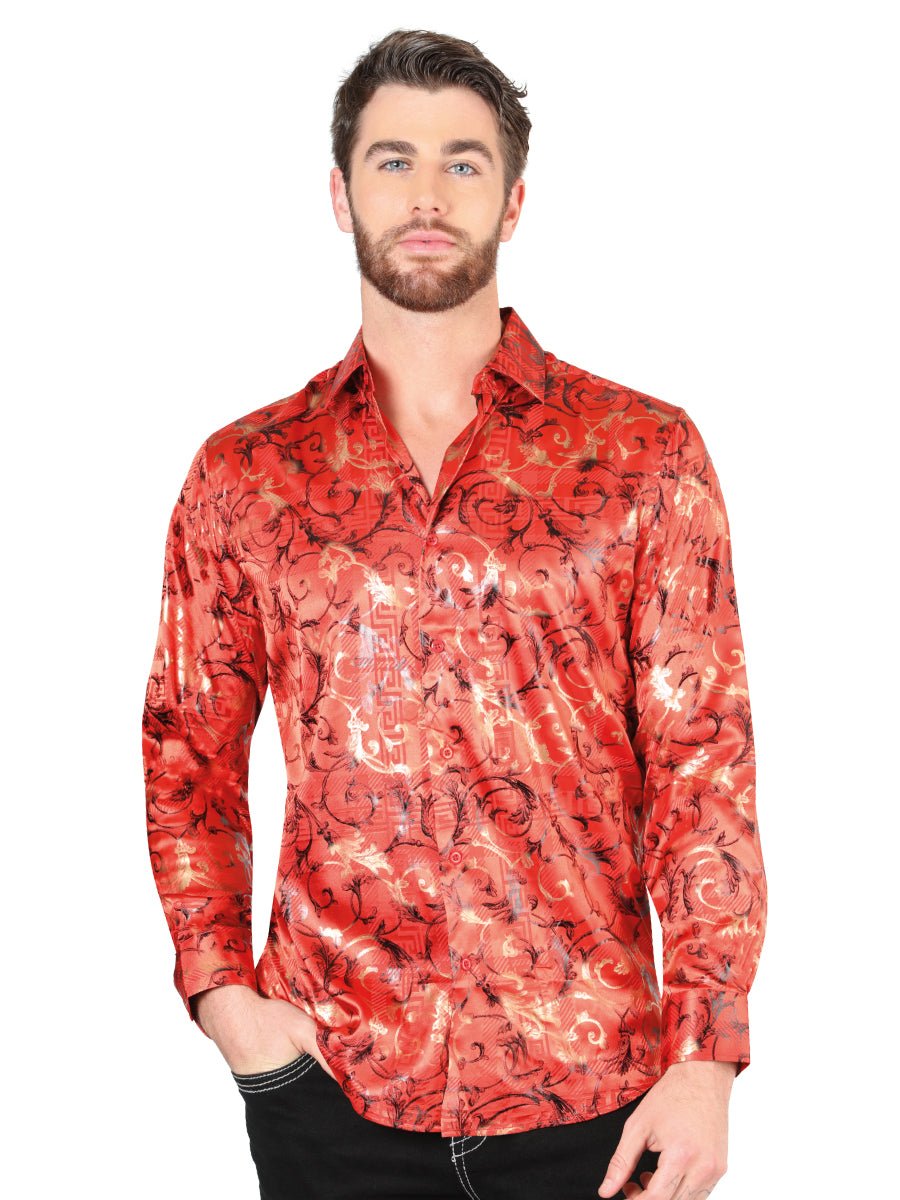 Men's Red Casual Printed Long Sleeve Western Shirt 'El Señor de los Cielos' 44592 - BELLEZA'S - Men's Red Casual Printed Long Sleeve Western Shirt 'El Señor de los Cielos' 44592 - Men's Shirt - 04459201