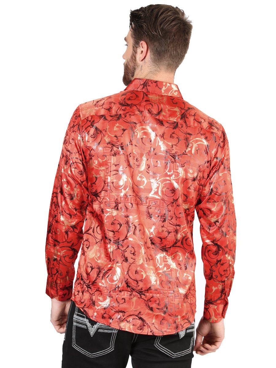 Men's Red Casual Printed Long Sleeve Western Shirt 'El Señor de los Cielos' 44592 - BELLEZA'S - Men's Red Casual Printed Long Sleeve Western Shirt 'El Señor de los Cielos' 44592 - Men's Shirt - 04459201