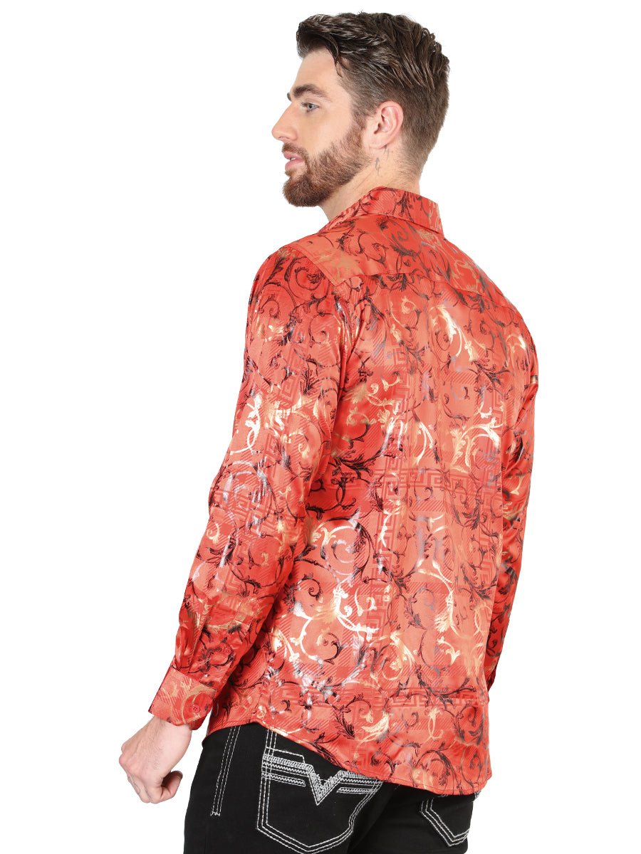 Men's Red Casual Printed Long Sleeve Western Shirt 'El Señor de los Cielos' 44592 - BELLEZA'S - Men's Red Casual Printed Long Sleeve Western Shirt 'El Señor de los Cielos' 44592 - Men's Shirt - 04459201