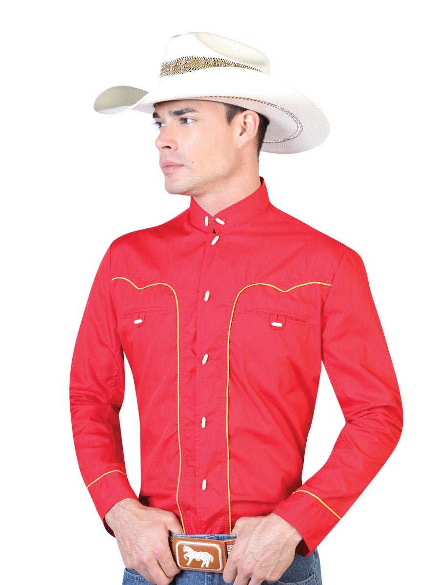 Men's Red Charro Long Sleeve Western Shirt 'El Señor de los Cielos' 124864 - BELLEZA'S - Men's Red Charro Long Sleeve Western Shirt 'El Señor de los Cielos' 124864 - Men's Shirt - 12486401