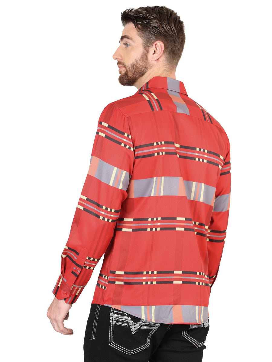 Men's Red Printed Long Sleeve Western Shirt 'El Señor de los Cielos' 44601 - BELLEZA'S - Men's Red Printed Long Sleeve Western Shirt 'El Señor de los Cielos' 44601 - Men's Shirt - 04460101