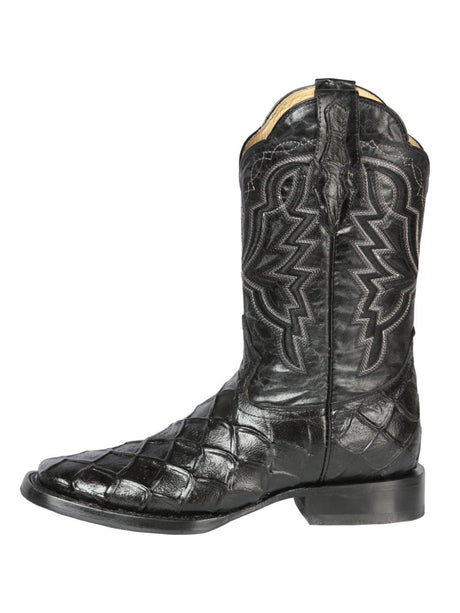 Men's Rodeo Cowboy Boots Imit. Pirarucu Monster Fish Engraved 'El General' Black 44663 - BELLEZA'S - Men's Rodeo Cowboy Boots Imit. Pirarucu Monster Fish Engraved 'El General' Black 44663 - Men's Boot - 04466301