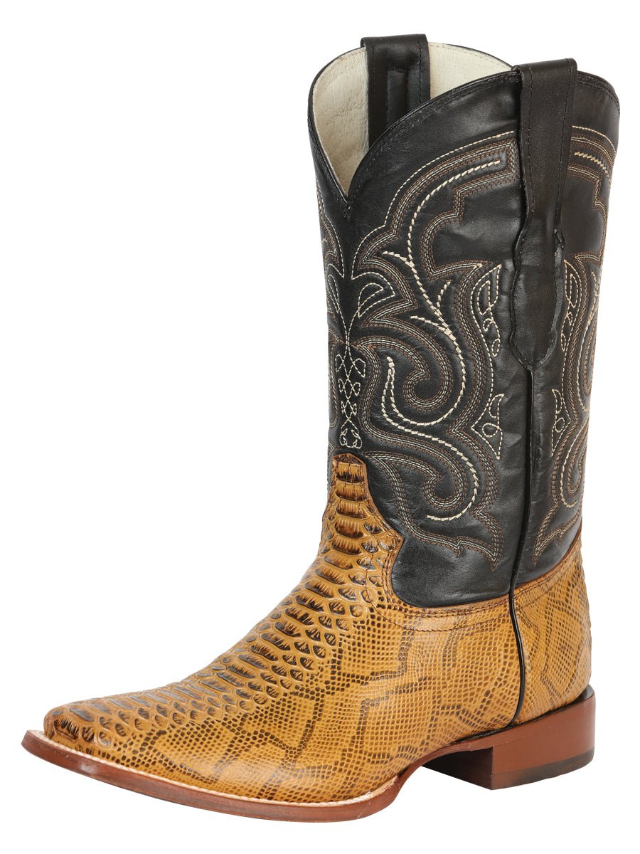 Men’s Rodeo Cowboy Boots Leather Python Imitation El General Color Honey 45434 - BELLEZA'S - Men’s Rodeo Cowboy Boots Leather Python Imitation El General Color Honey 45434 - Men's Boot - 04543401