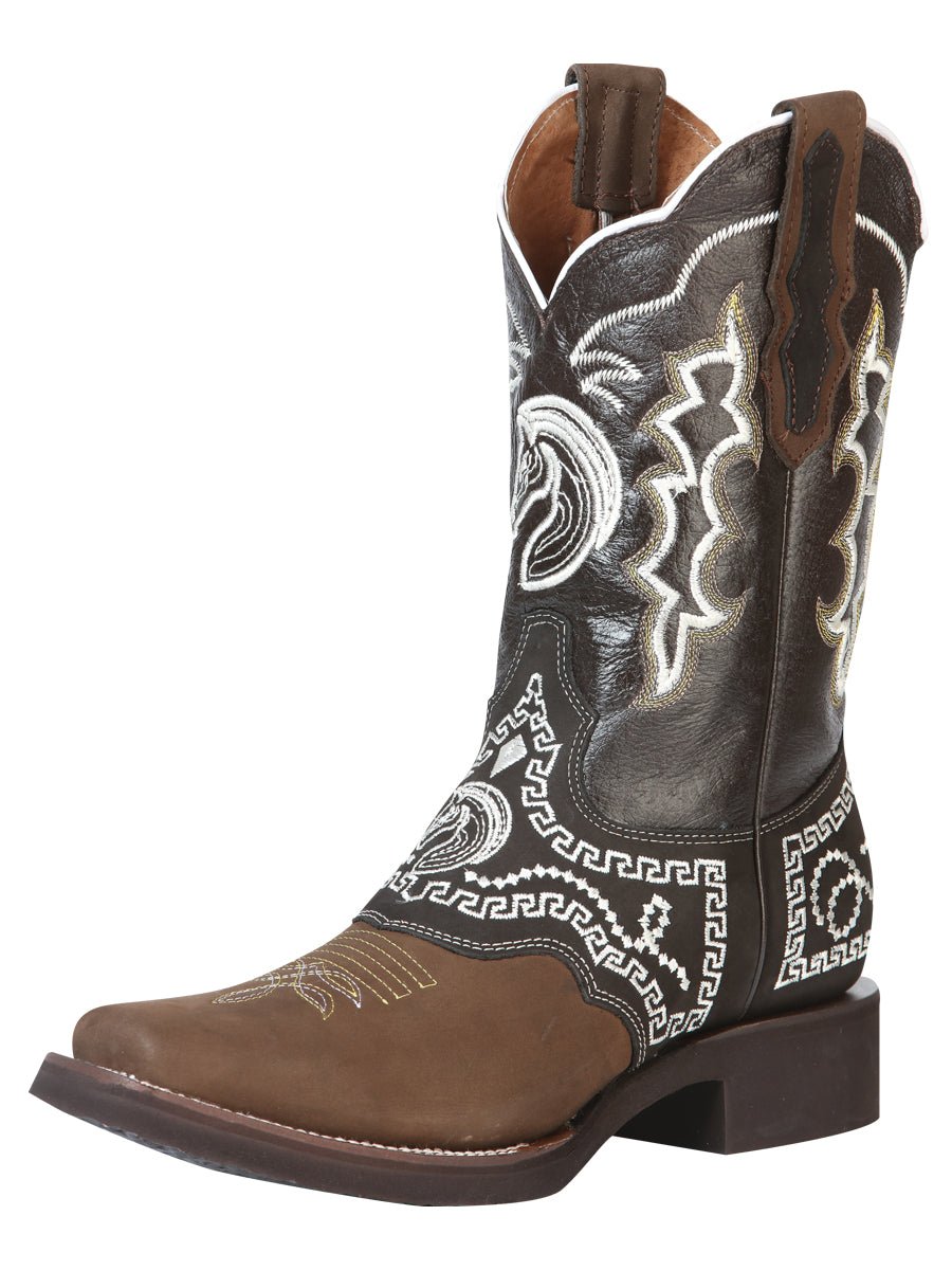 Men's Rodeo Leather Embroidered Saddle Western Cowboy Boots 'El General' 51117 - BELLEZA'S - Men's Rodeo Leather Embroidered Saddle Western Cowboy Boots 'El General' 51117 - Men's Boot - 05111701