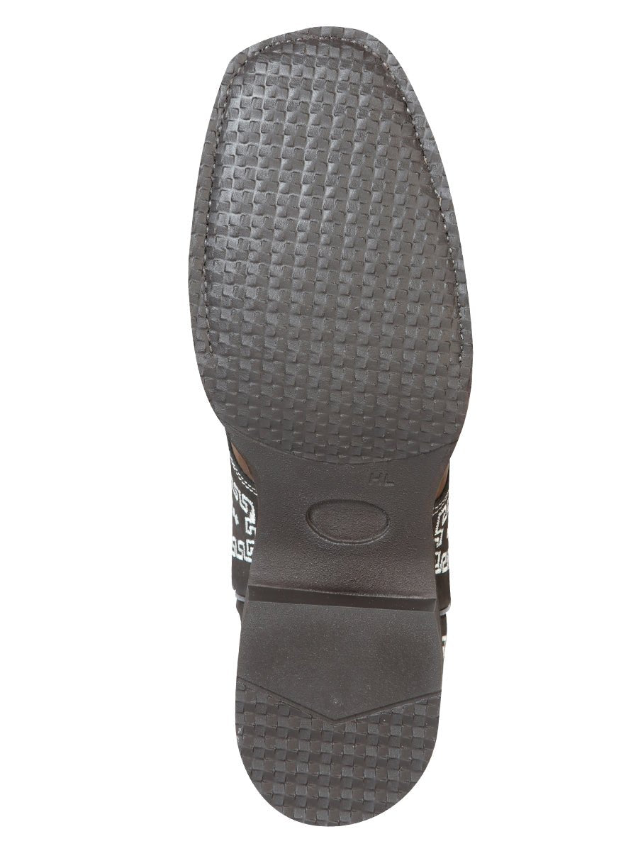 Men's Rodeo Leather Embroidered Saddle Western Cowboy Boots 'El General' 51117 - BELLEZA'S - Men's Rodeo Leather Embroidered Saddle Western Cowboy Boots 'El General' 51117 - Men's Boot - 05111701