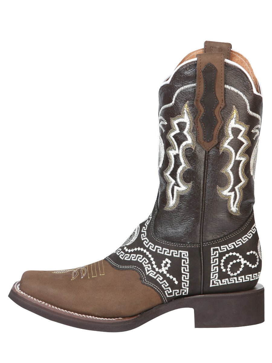Men's Rodeo Leather Embroidered Saddle Western Cowboy Boots 'El General' 51117 - BELLEZA'S - Men's Rodeo Leather Embroidered Saddle Western Cowboy Boots 'El General' 51117 - Men's Boot - 05111701