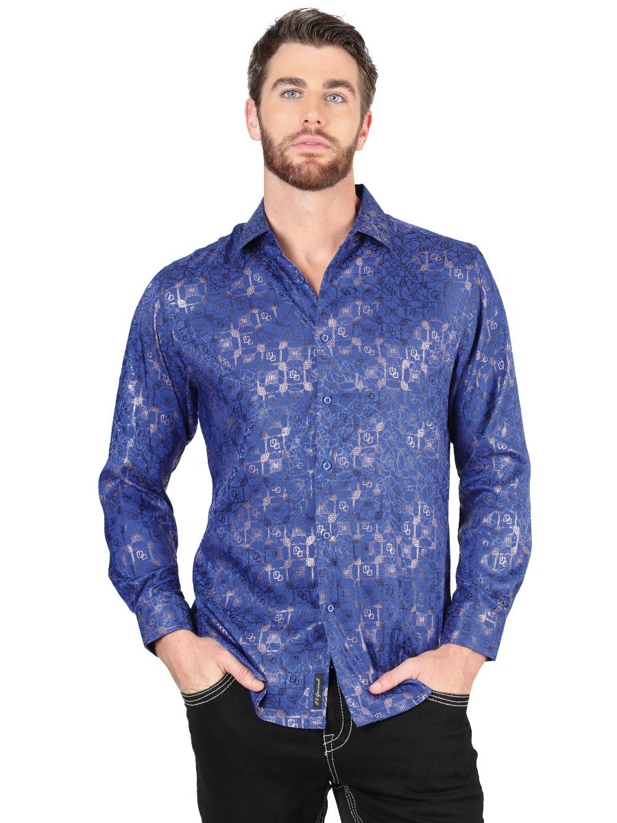 Men's Royal Blue Printed Long Sleeve Western Shirt 'El Señor de los Cielos' 44575 - BELLEZA'S - Men's Royal Blue Printed Long Sleeve Western Shirt 'El Señor de los Cielos' 44575 - Men's Shirt - 04457501