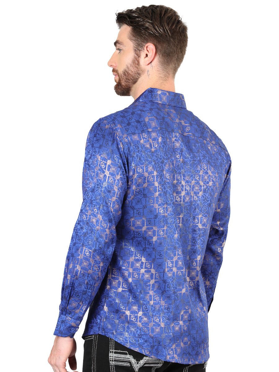 Men's Royal Blue Printed Long Sleeve Western Shirt 'El Señor de los Cielos' 44575 - BELLEZA'S - Men's Royal Blue Printed Long Sleeve Western Shirt 'El Señor de los Cielos' 44575 - Men's Shirt - 04457501