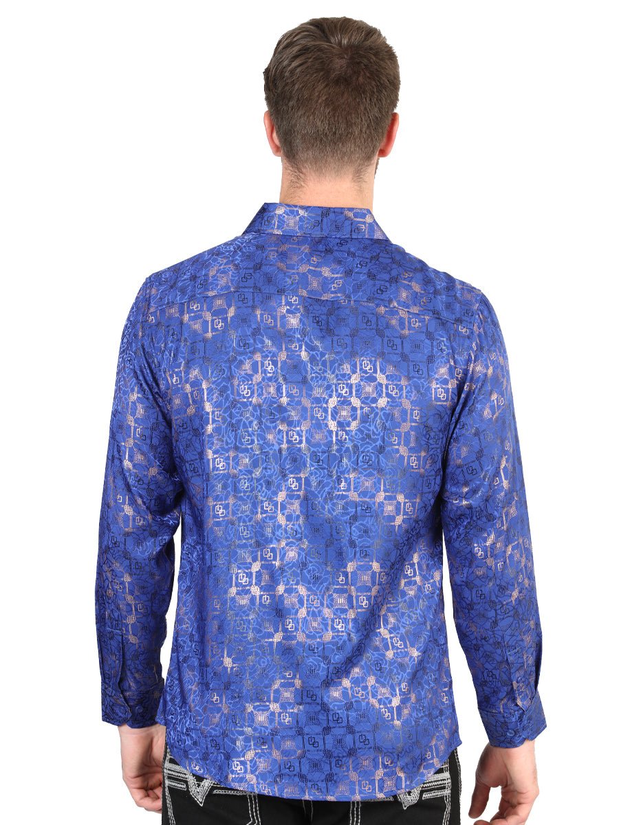 Men's Royal Blue Printed Long Sleeve Western Shirt 'El Señor de los Cielos' 44575 - BELLEZA'S - Men's Royal Blue Printed Long Sleeve Western Shirt 'El Señor de los Cielos' 44575 - Men's Shirt - 04457501