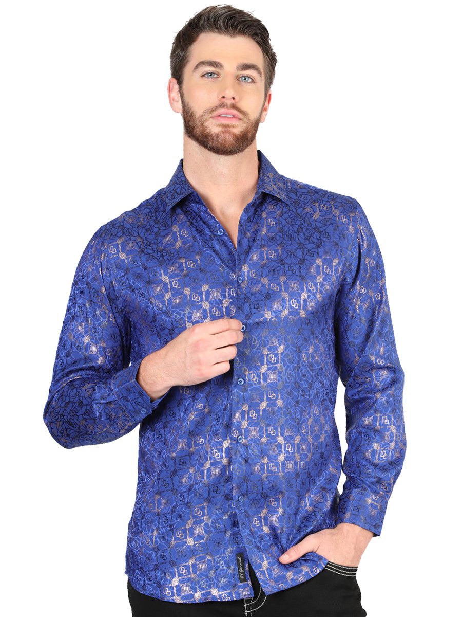 Men's Royal Blue Printed Long Sleeve Western Shirt 'El Señor de los Cielos' 44575 - BELLEZA'S - Men's Royal Blue Printed Long Sleeve Western Shirt 'El Señor de los Cielos' 44575 - Men's Shirt - 04457501