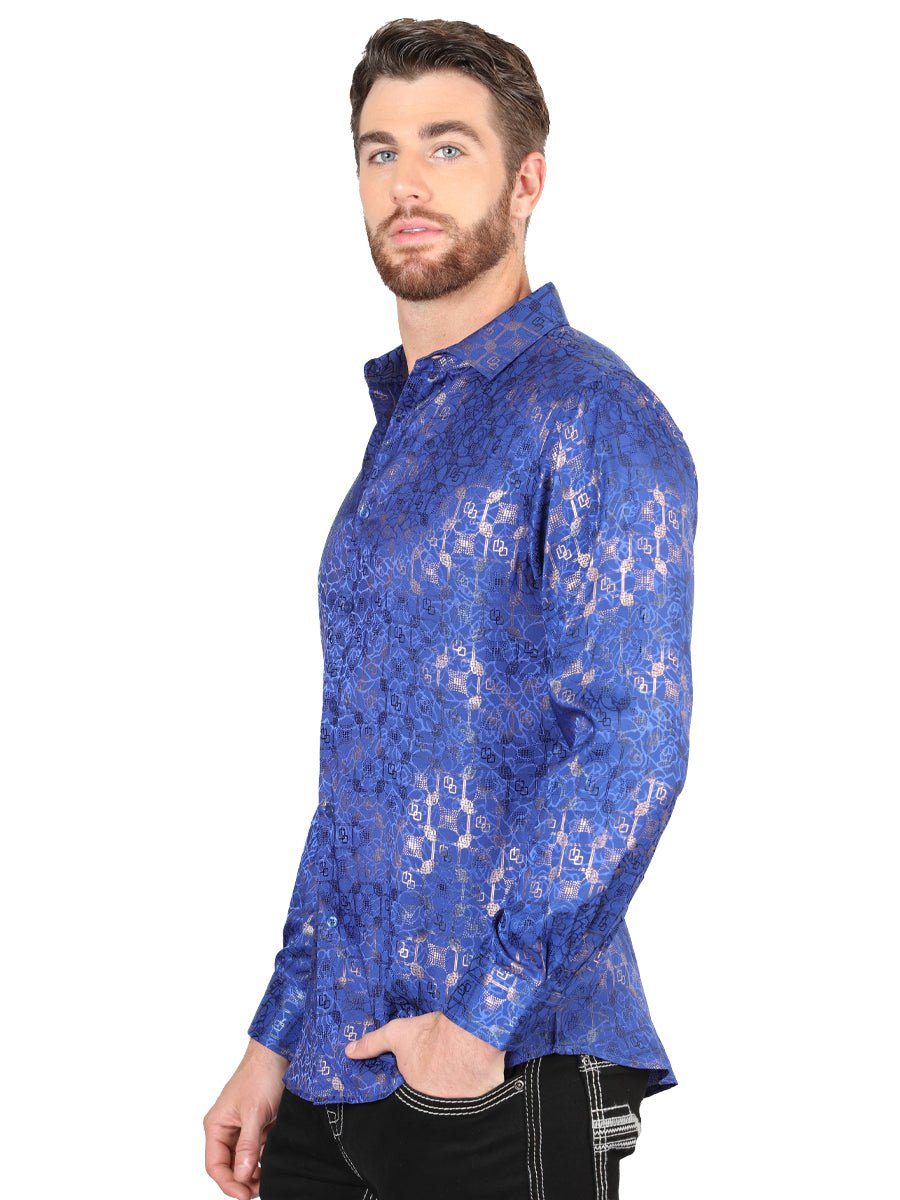 Men's Royal Blue Printed Long Sleeve Western Shirt 'El Señor de los Cielos' 44575 - BELLEZA'S - Men's Royal Blue Printed Long Sleeve Western Shirt 'El Señor de los Cielos' 44575 - Men's Shirt - 04457501