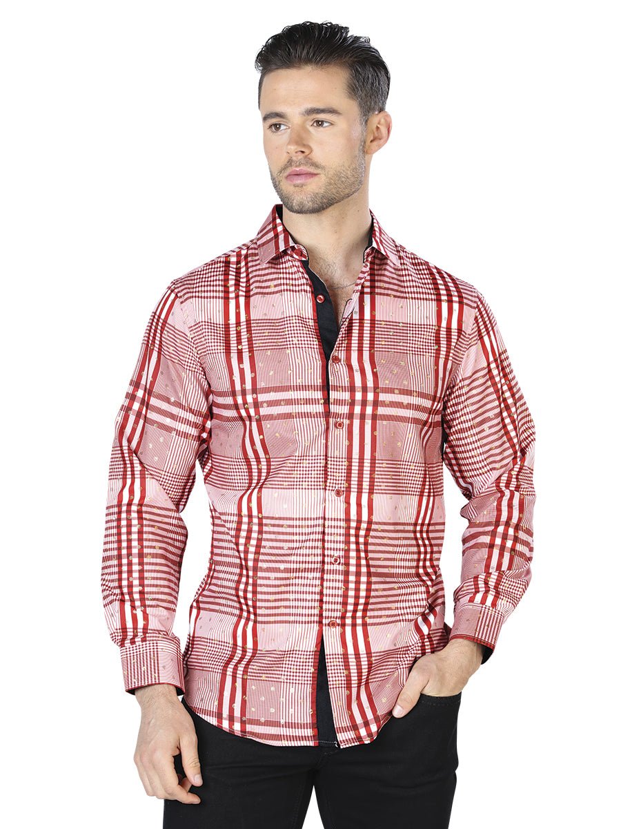 Men's Shredded Red Printed Long Sleeve Western Shirt 'El Señor de los Cielos' 44015 - BELLEZA'S - Men's Shredded Red Printed Long Sleeve Western Shirt 'El Señor de los Cielos' 44015 - Mens Shirt - 04401501