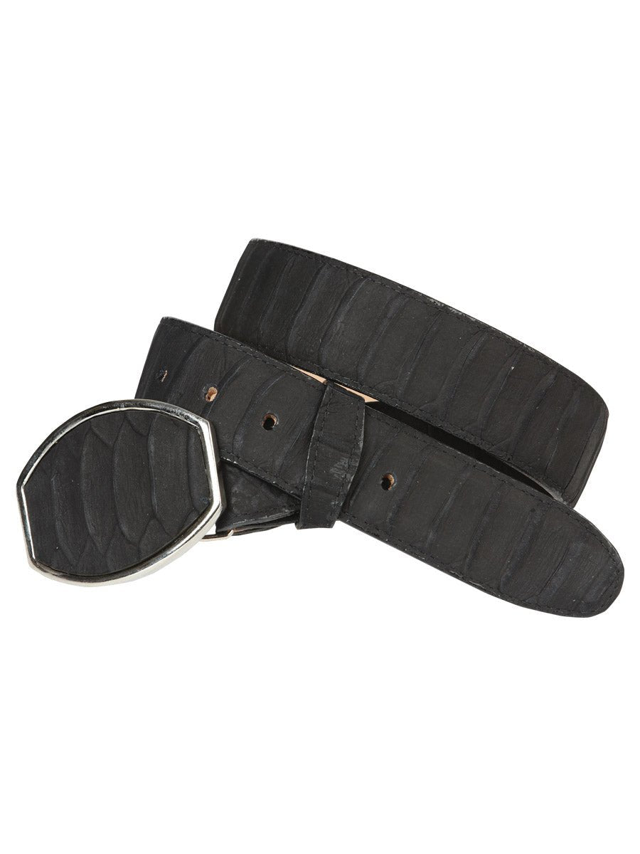Men’s Western Belt El General Imitation Python - Black 45569 - BELLEZA'S - Men’s Western Belt El General Imitation Python - Black 45569 - CABALLERO - 04556901