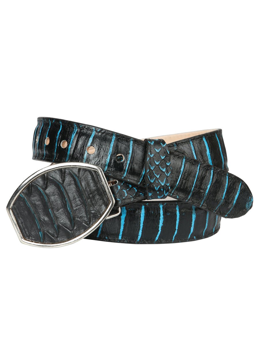 Men’s Western Belt El General Imitation Python - Black/Blue 45572 - BELLEZA'S - Men’s Western Belt El General Imitation Python - Black/Blue 45572 - CABALLERO - 04557201