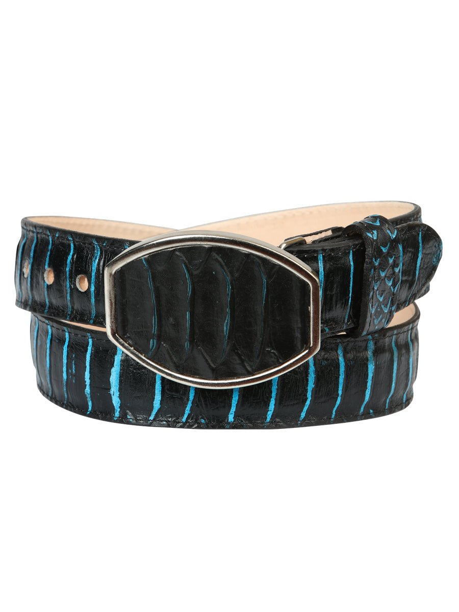 Men’s Western Belt El General Imitation Python - Black/Blue 45572 - BELLEZA'S - Men’s Western Belt El General Imitation Python - Black/Blue 45572 - CABALLERO - 04557201