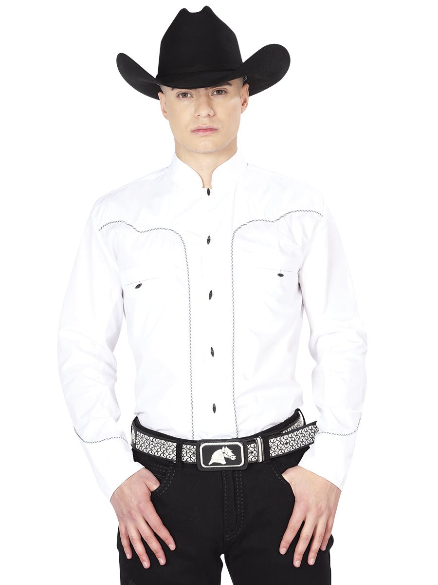 Men's White Charro Long Sleeve Western Shirt 'El Señor de los Cielos' 125389 - BELLEZA'S - Men's White Charro Long Sleeve Western Shirt 'El Señor de los Cielos' 125389 - Men's Shirt - 12538901