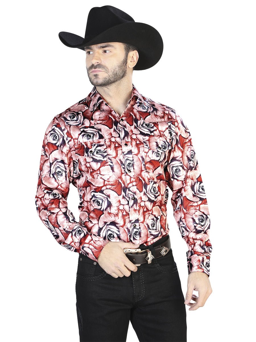 Men's With Roses Printed Long Sleeve Western Shirt 'El Señor de los Cielos' 44068 - BELLEZA'S - Men's With Roses Printed Long Sleeve Western Shirt 'El Señor de los Cielos' 44068 - Mens Shirt - 04406801
