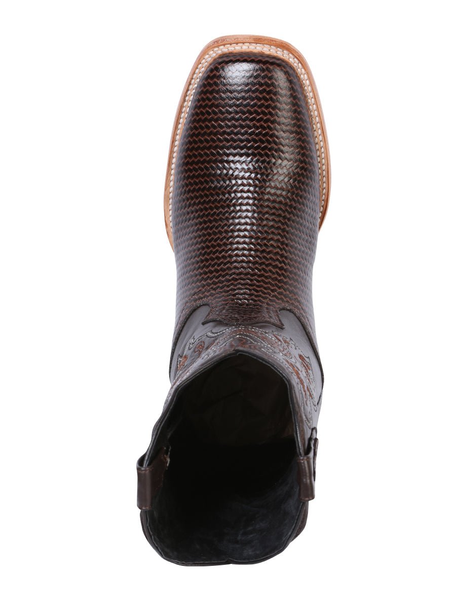 Men's Woven Printed Leather Classic Western Cowboy Boots 'El General' Brown 41791 - BELLEZA'S - Men's Woven Printed Leather Classic Western Cowboy Boots 'El General' Brown 41791 - Men's Boot - 04179101