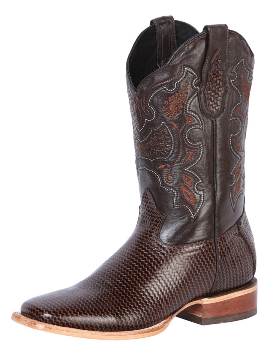 Men's Woven Printed Leather Classic Western Cowboy Boots 'El General' Brown 41791 - BELLEZA'S - Men's Woven Printed Leather Classic Western Cowboy Boots 'El General' Brown 41791 - Men's Boot - 04179101