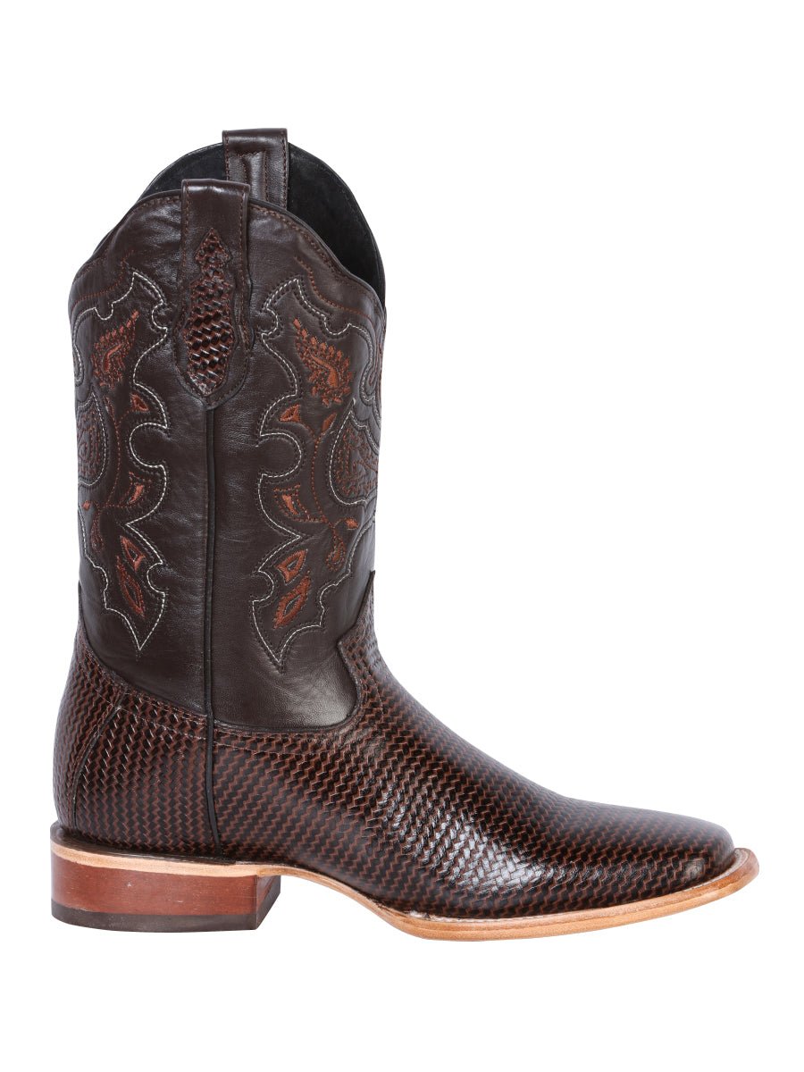 Men's Woven Printed Leather Classic Western Cowboy Boots 'El General' Brown 41791 - BELLEZA'S - Men's Woven Printed Leather Classic Western Cowboy Boots 'El General' Brown 41791 - Men's Boot - 04179101