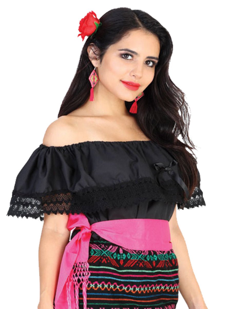 Mexican Artisanal Blouse 50% Cotton, %50 Polyester Black 602095 - BELLEZA'S - Mexican Artisanal Blouse 50% Cotton, %50 Polyester Black 602095 - DAMA - 60209501
