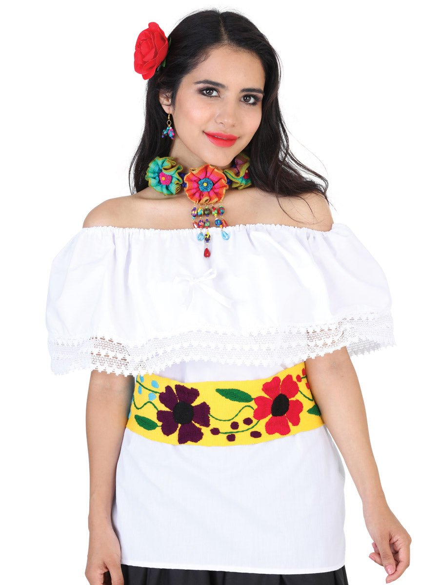Mexican Artisanal Blouse 50% Cotton, %50 Polyester White 602093 - BELLEZA'S - Mexican Artisanal Blouse 50% Cotton, %50 Polyester White 602093 - DAMA - 60209301