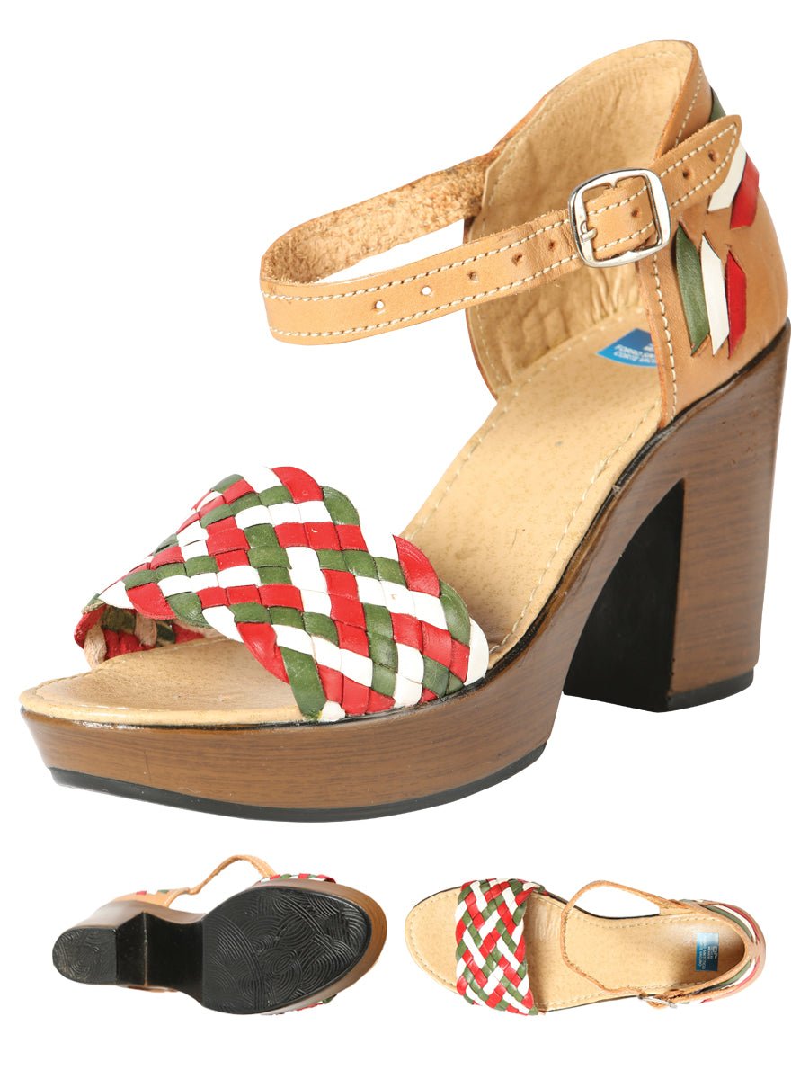Mexican Artisanal Sandals Leather Tricolor 603941 - BELLEZA'S - Mexican Artisanal Sandals Leather Tricolor 603941 - DAMA - 60394101