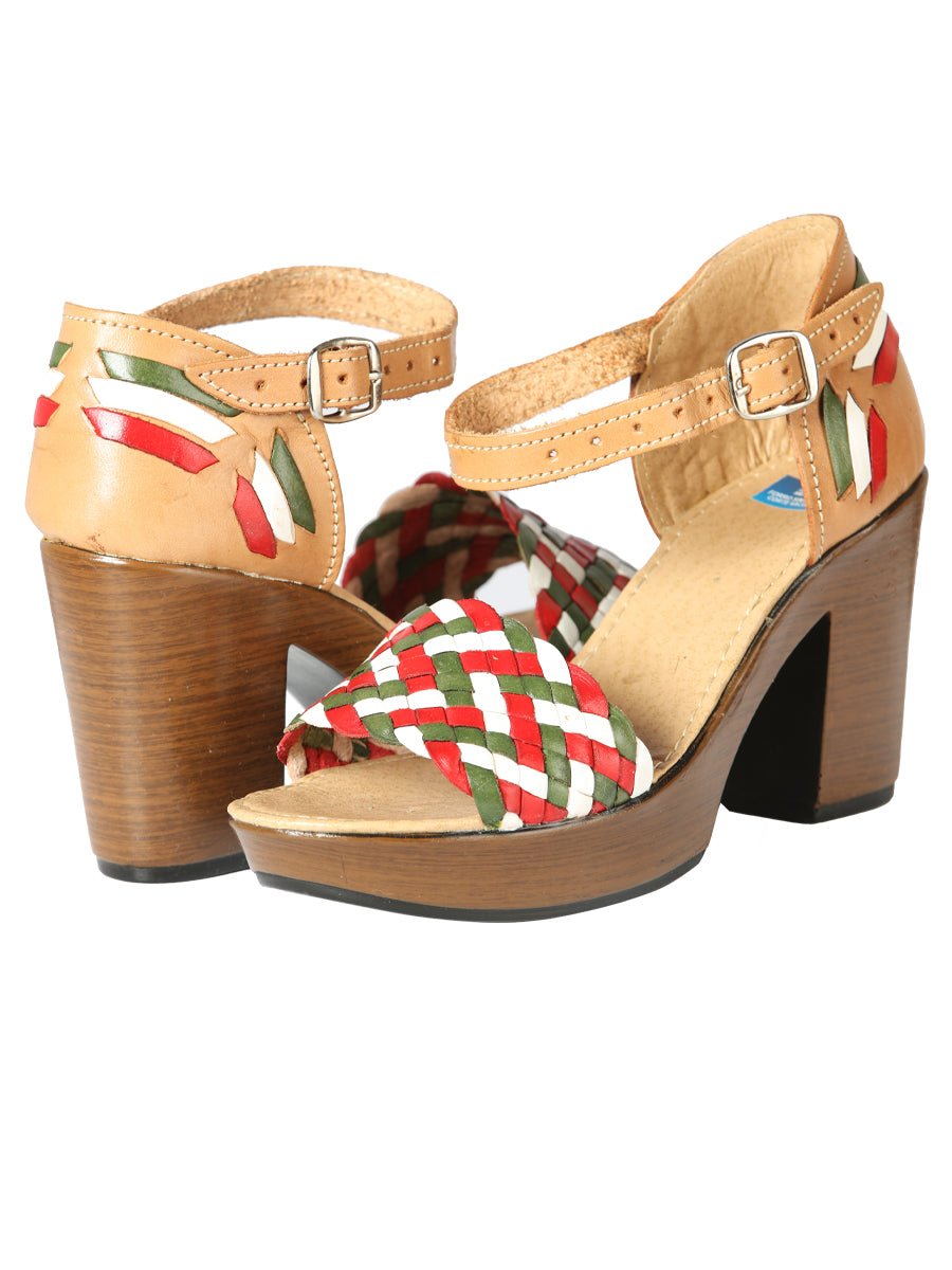 Mexican Artisanal Sandals Leather Tricolor 603941 - BELLEZA'S - Mexican Artisanal Sandals Leather Tricolor 603941 - DAMA - 60394101