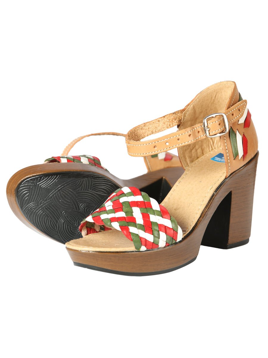 Mexican Artisanal Sandals Leather Tricolor 603941 - BELLEZA'S - Mexican Artisanal Sandals Leather Tricolor 603941 - DAMA - 60394101