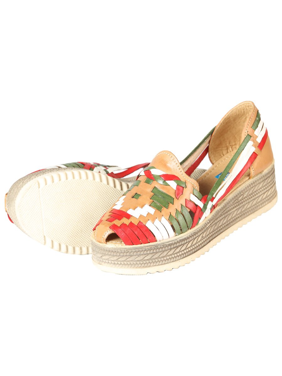 Mexican Artisanal Sandals Leather Tricolor 603942 - BELLEZA'S - Mexican Artisanal Sandals Leather Tricolor 603942 - DAMA - 60394201