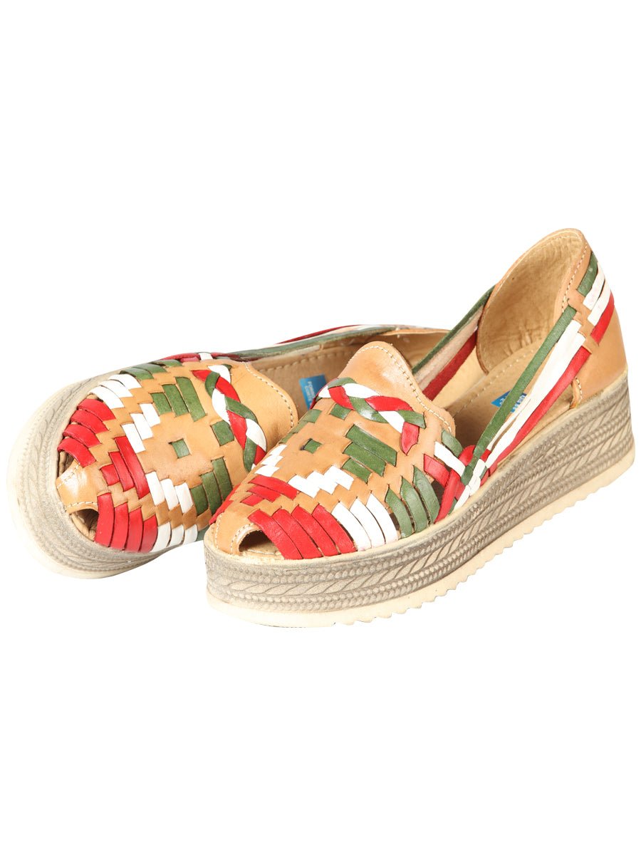Mexican Artisanal Sandals Leather Tricolor 603942 - BELLEZA'S - Mexican Artisanal Sandals Leather Tricolor 603942 - DAMA - 60394201