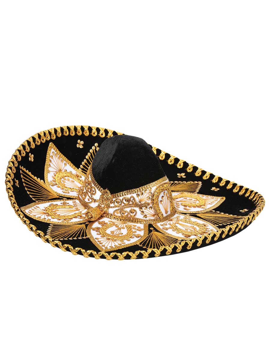 Mexican Charro Hat Velvet Black/Gold 600212 - BELLEZA'S - Mexican Charro Hat Velvet Black/Gold 600212 - UNISEX - 60021201