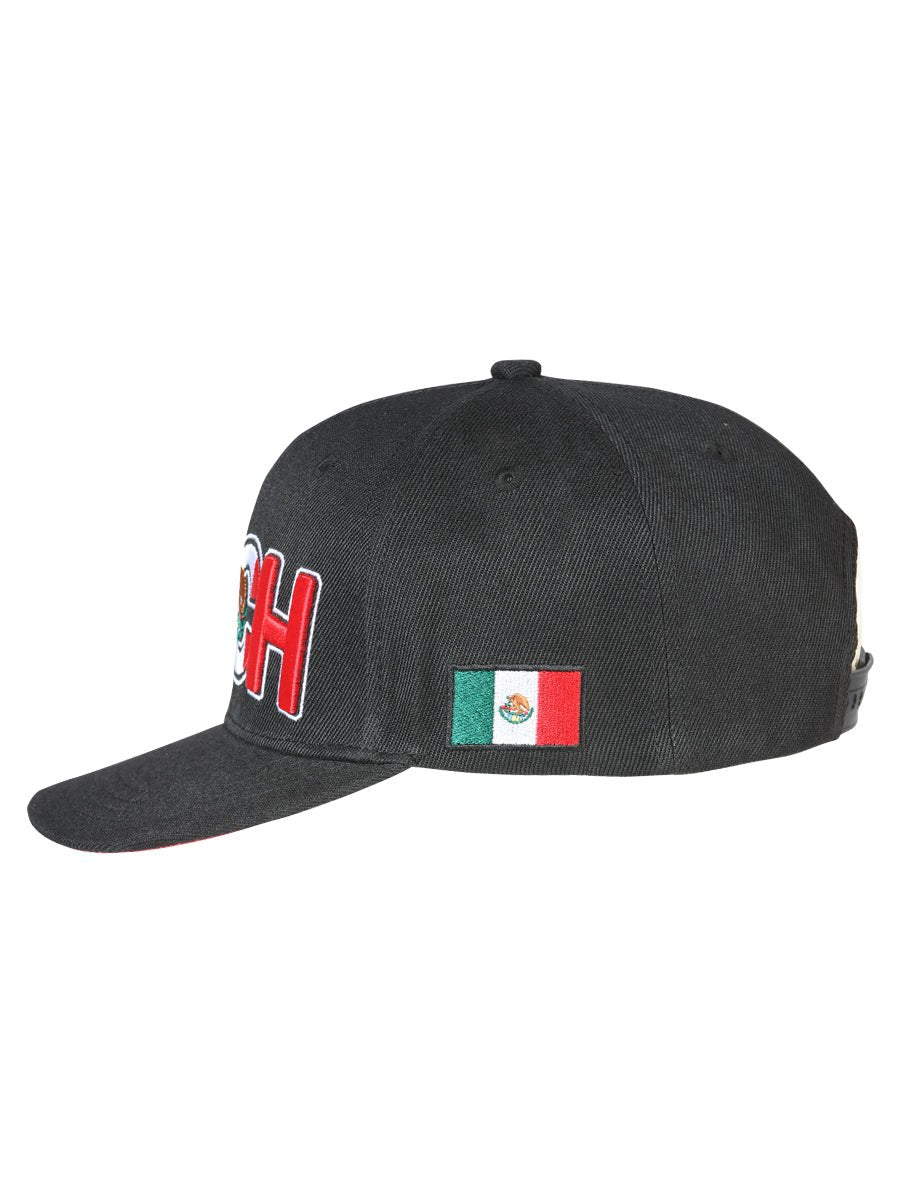 Michoacan Black Embroidered Polyester Snap Back Cap 'El General' 44783 - BELLEZA'S - Michoacan Black Embroidered Polyester Snap Back Cap 'El General' 44783 - Caps - 04478301