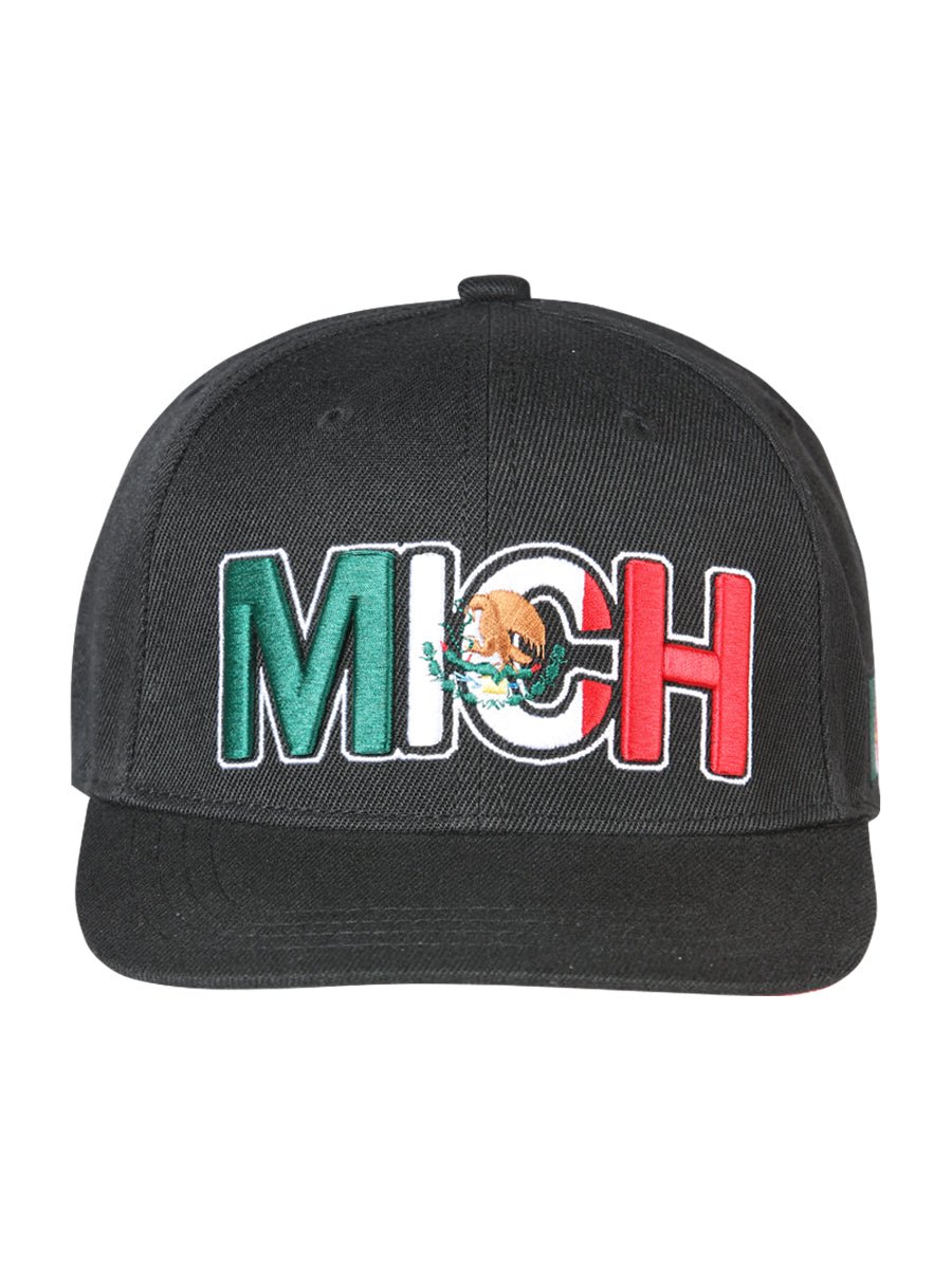 Michoacan Black Embroidered Polyester Snap Back Cap 'El General' 44783 - BELLEZA'S - Michoacan Black Embroidered Polyester Snap Back Cap 'El General' 44783 - Caps - 04478301