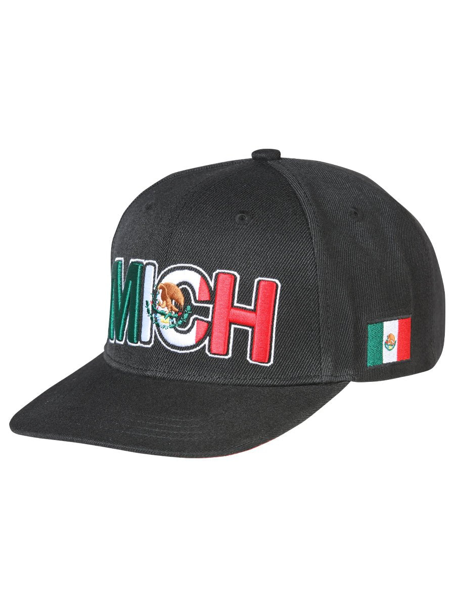 Michoacan Black Embroidered Polyester Snap Back Cap 'El General' 44783 - BELLEZA'S - Michoacan Black Embroidered Polyester Snap Back Cap 'El General' 44783 - Caps - 04478301
