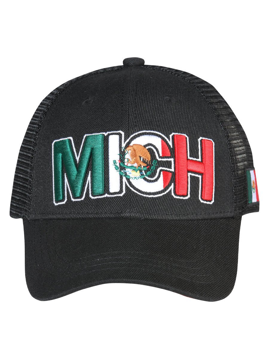 Michoacan Black Embroidered Polyester Snap Back Cap 'El General' 44784 - BELLEZA'S - Michoacan Black Embroidered Polyester Snap Back Cap 'El General' 44784 - Caps - 04478401