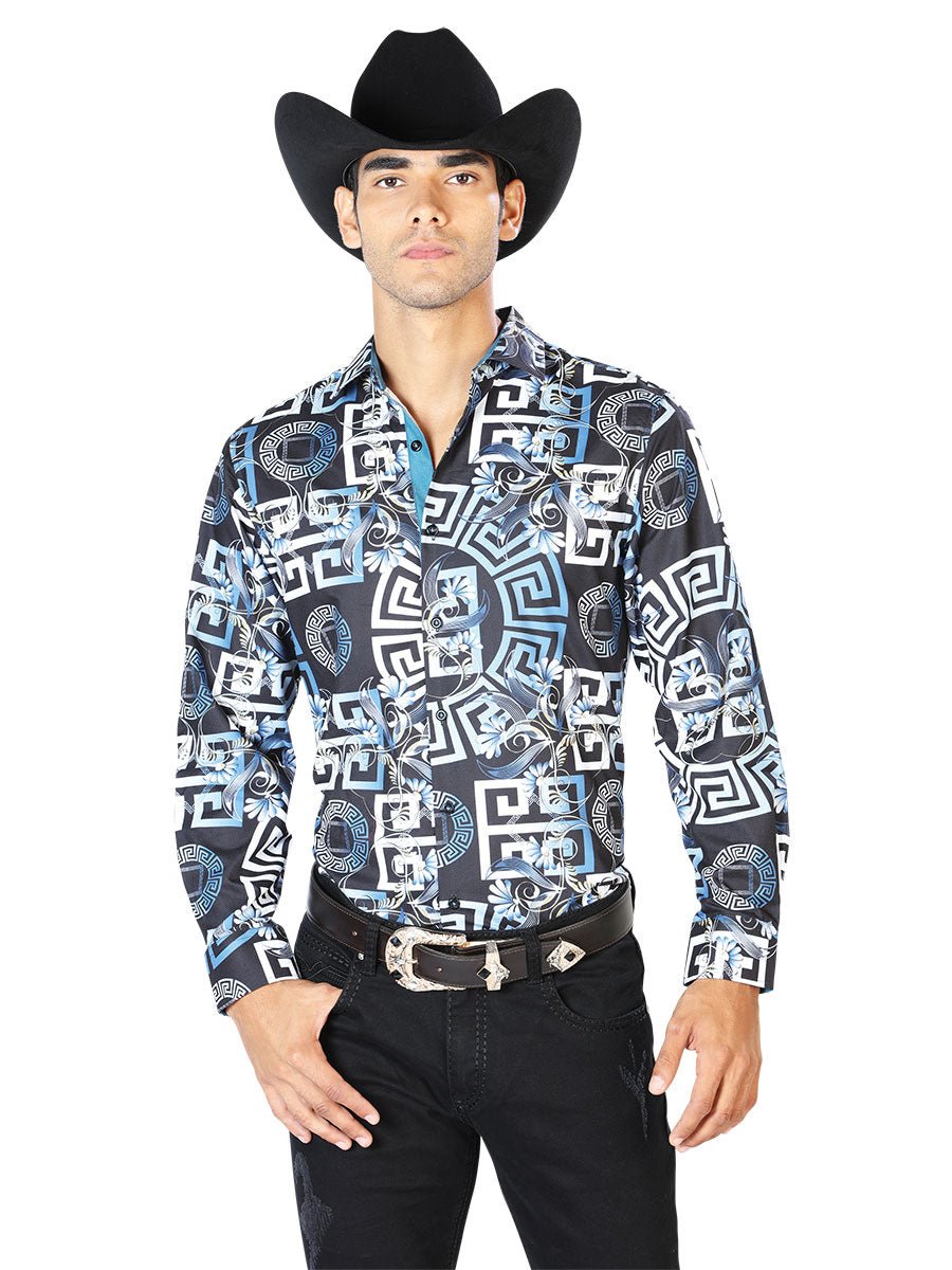 Navy Blue Casual Long Sleeve Shirt 43558 - BELLEZA'S - Navy Blue Casual Long Sleeve Shirt 43558 - CABALLERO - 04355801